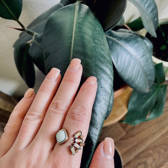 🌿 Stone Crystal Statement Ring / Adjustable ▪️ - Picture 4 of 4